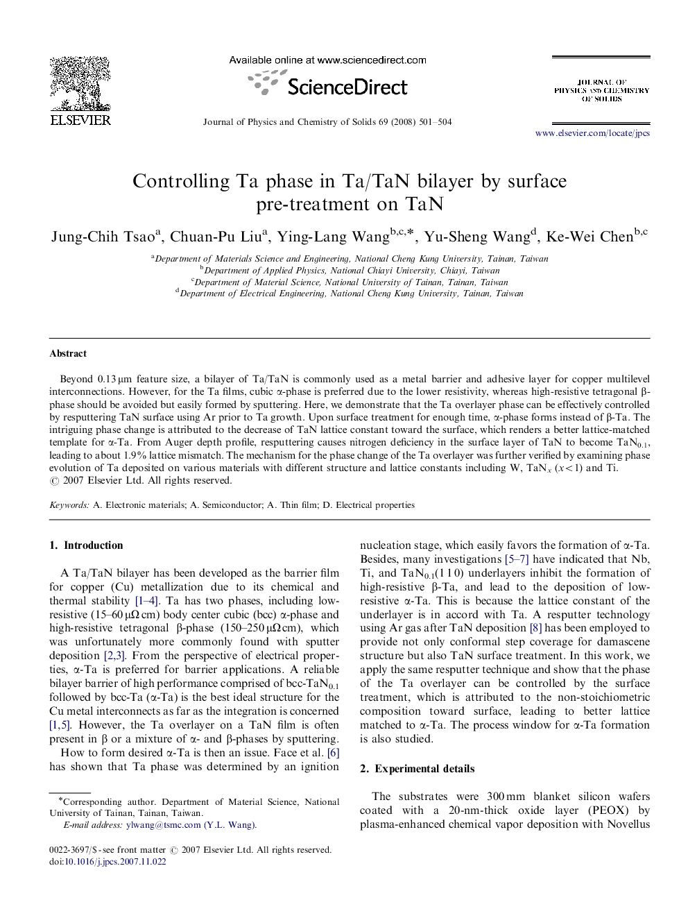 Controlling Ta phase in Ta/TaN bilayer by surface pre-treatment on TaN