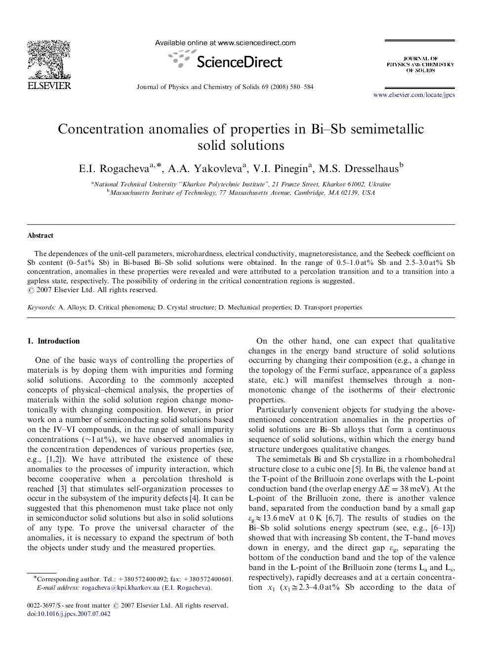 Concentration anomalies of properties in Bi–Sb semimetallic solid solutions