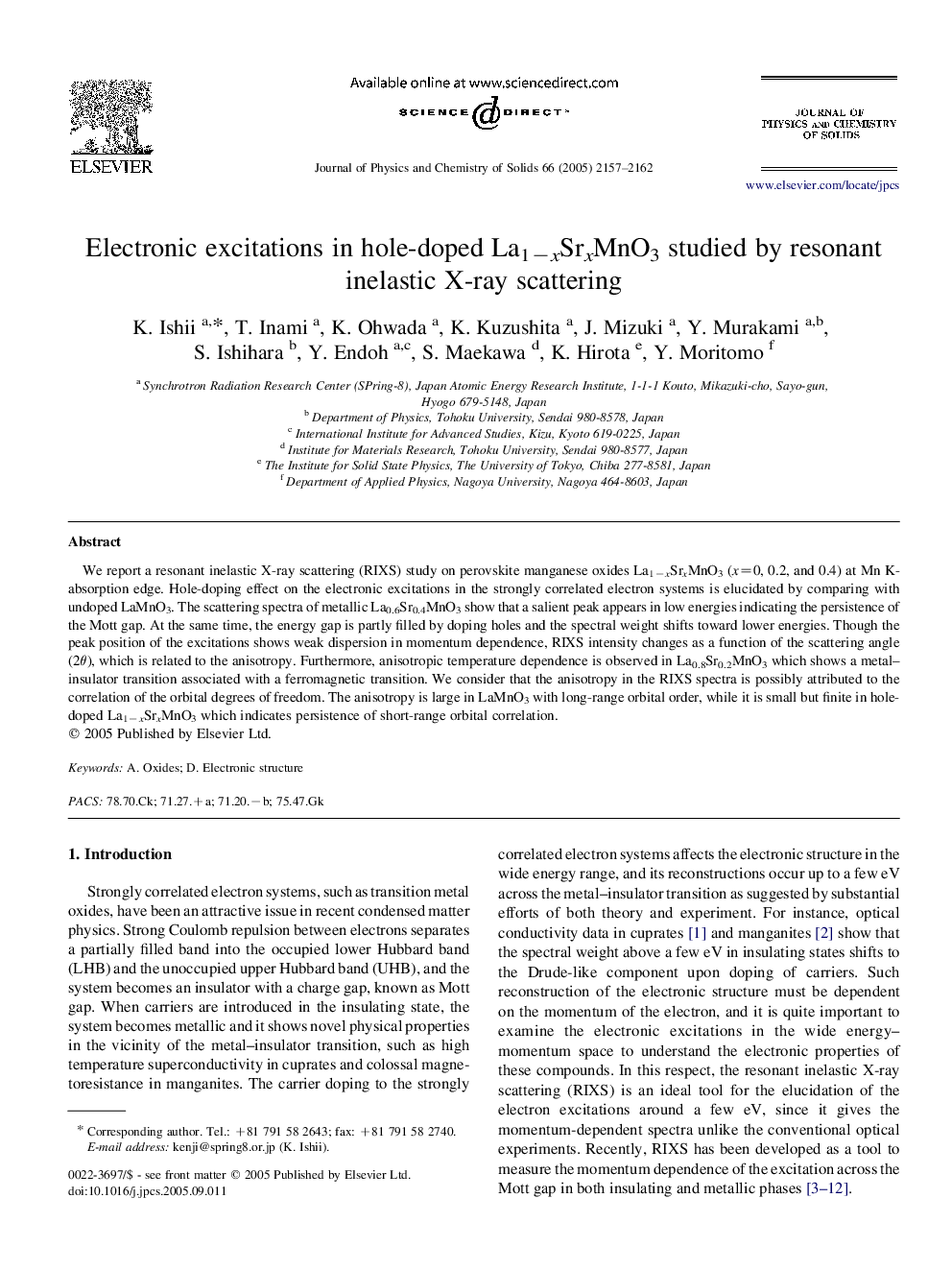 Electronic excitations in hole-doped La1âxSrxMnO3 studied by resonant inelastic X-ray scattering