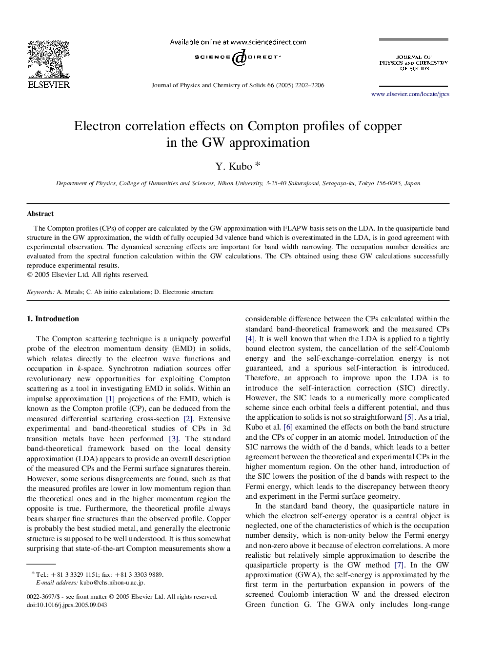 Electron correlation effects on Compton profiles of copper in the GW approximation