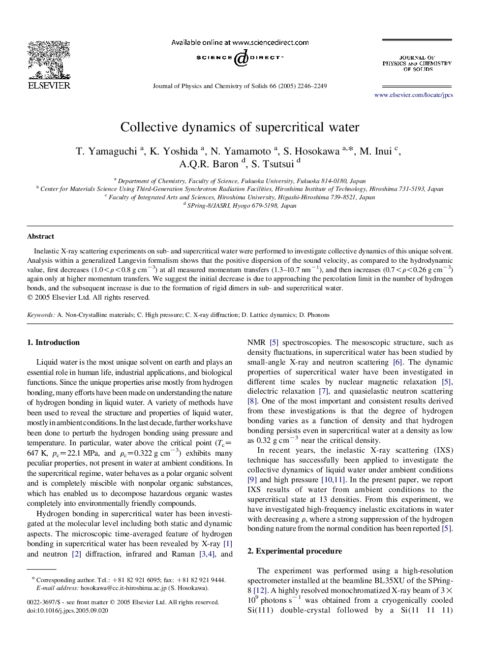 Collective dynamics of supercritical water