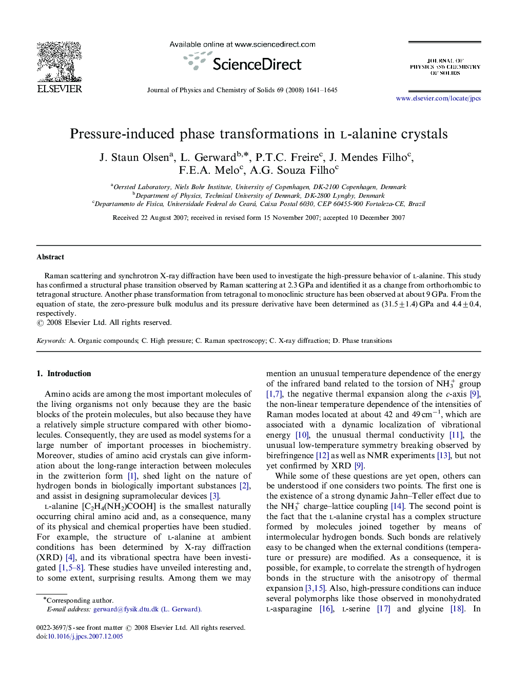 Pressure-induced phase transformations in l-alanine crystals