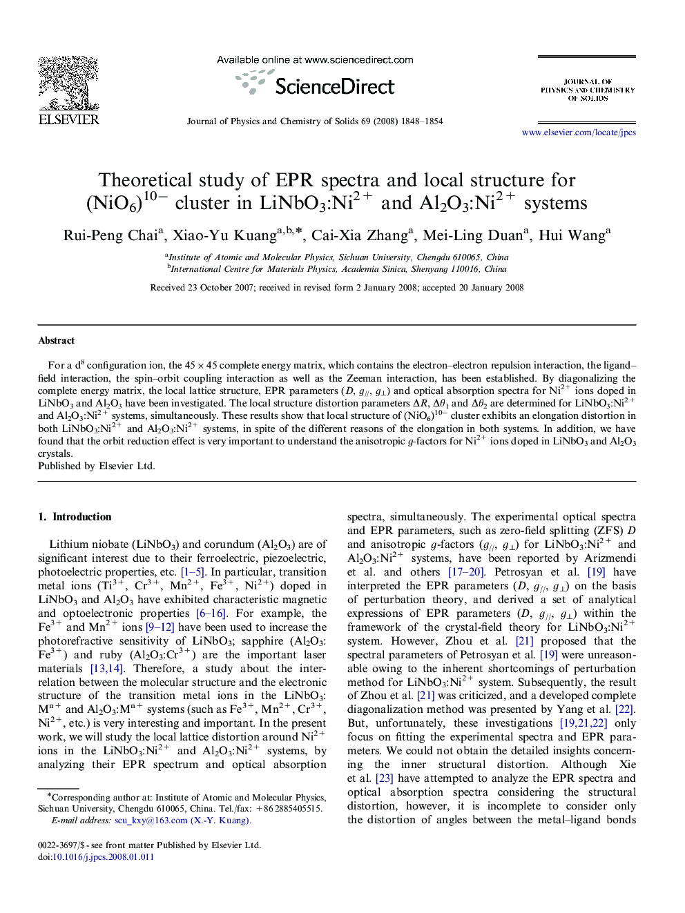 Theoretical study of EPR spectra and local structure for (NiO6)10â cluster in LiNbO3:Ni2+ and Al2O3:Ni2+ systems