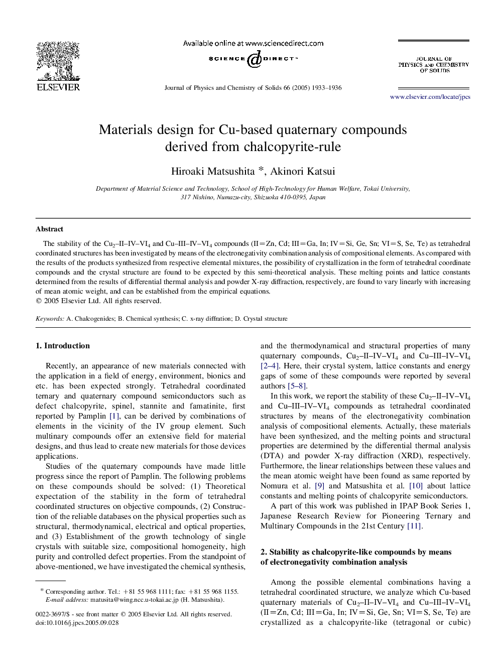 Materials design for Cu-based quaternary compounds derived from chalcopyrite-rule