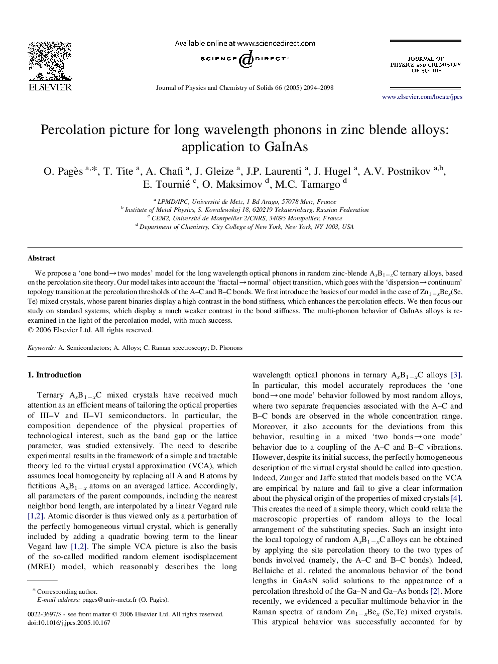 Percolation picture for long wavelength phonons in zinc blende alloys: application to GaInAs