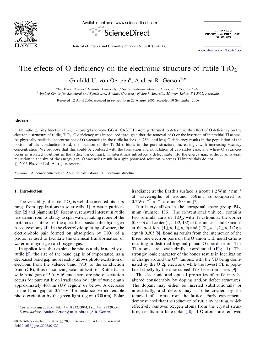 The effects of O deficiency on the electronic structure of rutile TiO2