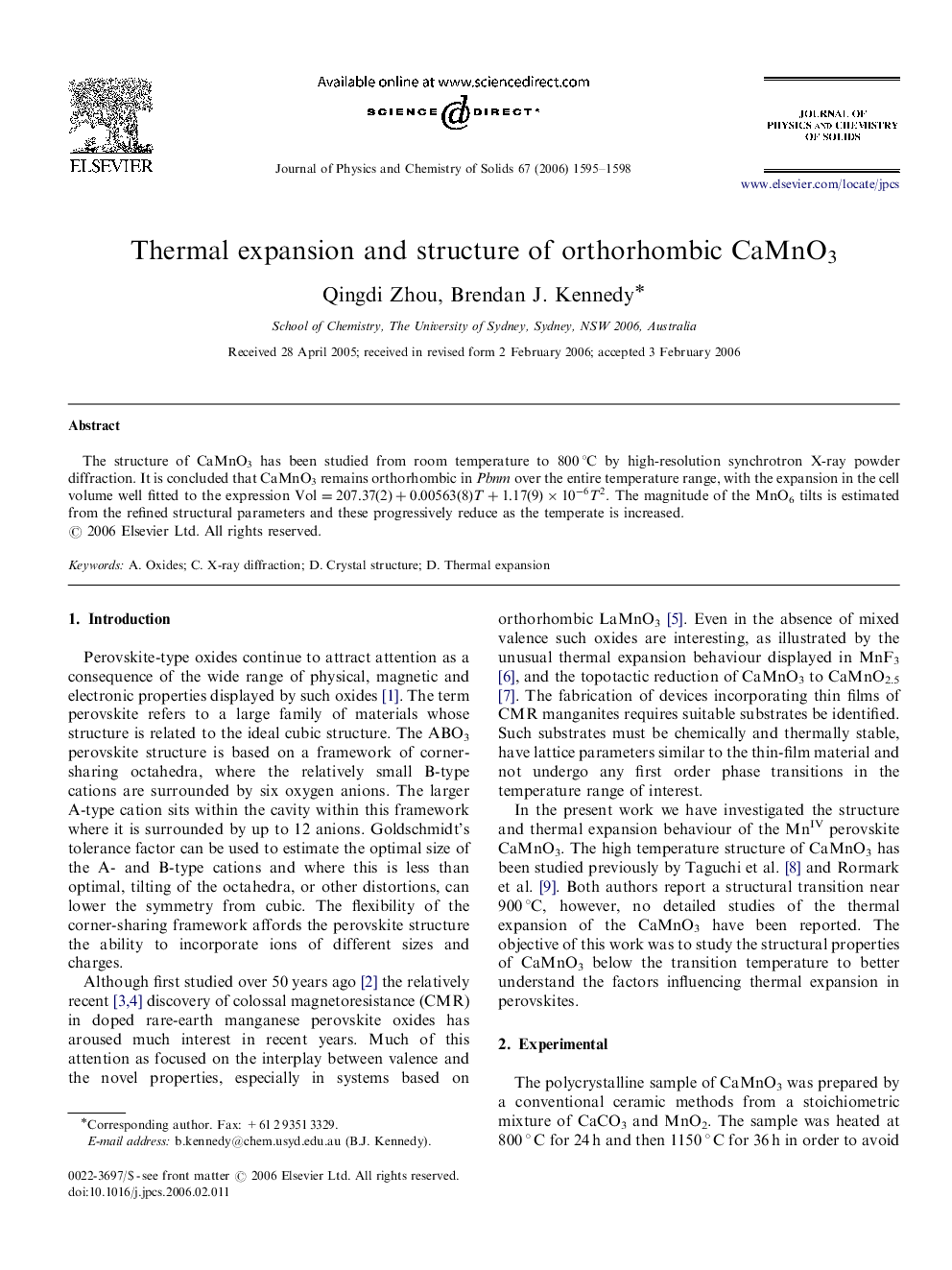 Thermal expansion and structure of orthorhombic CaMnO3