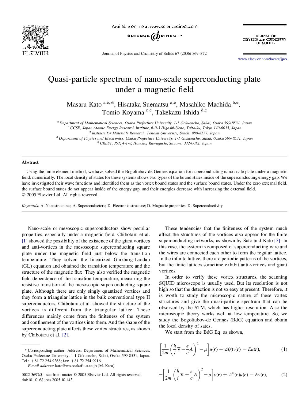 Quasi-particle spectrum of nano-scale superconducting plate under a magnetic field