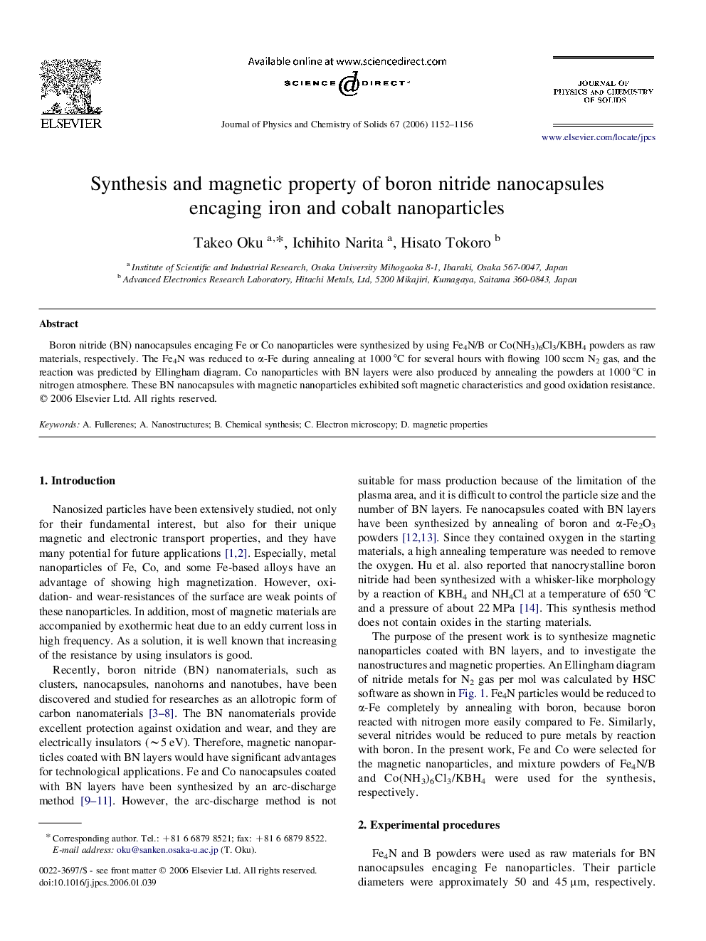 Synthesis and magnetic property of boron nitride nanocapsules encaging iron and cobalt nanoparticles