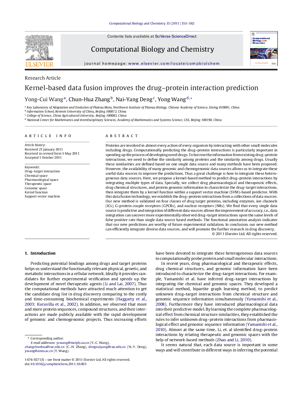 Kernel-based data fusion improves the drug–protein interaction prediction