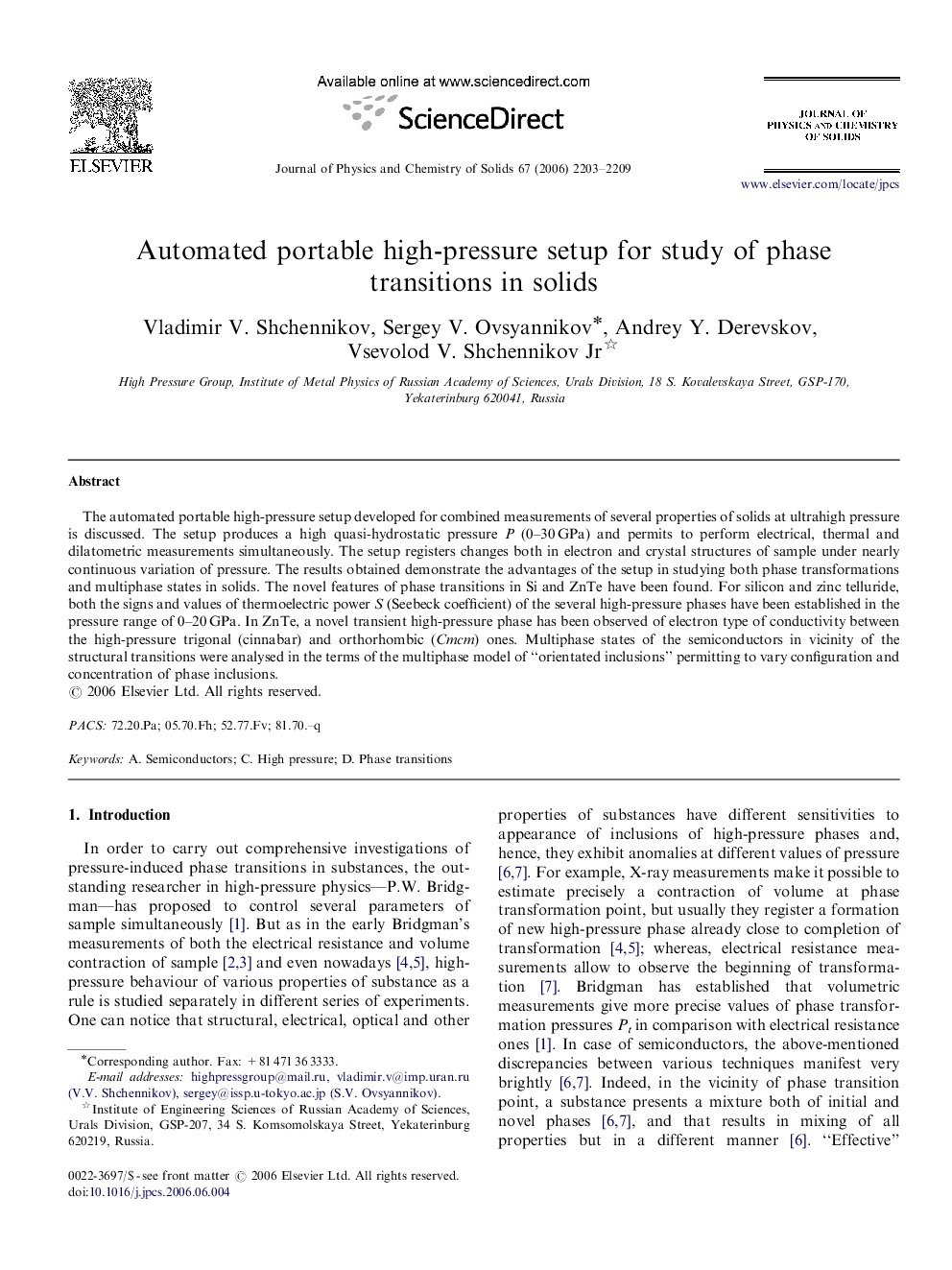 Automated portable high-pressure setup for study of phase transitions in solids