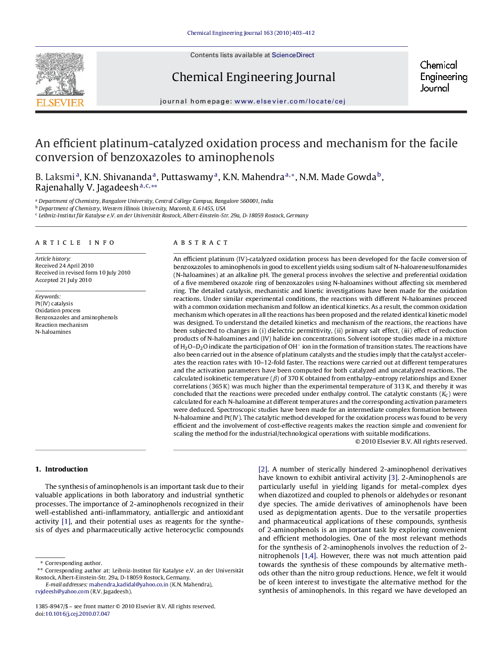 An efficient platinum-catalyzed oxidation process and mechanism for the facile conversion of benzoxazoles to aminophenols