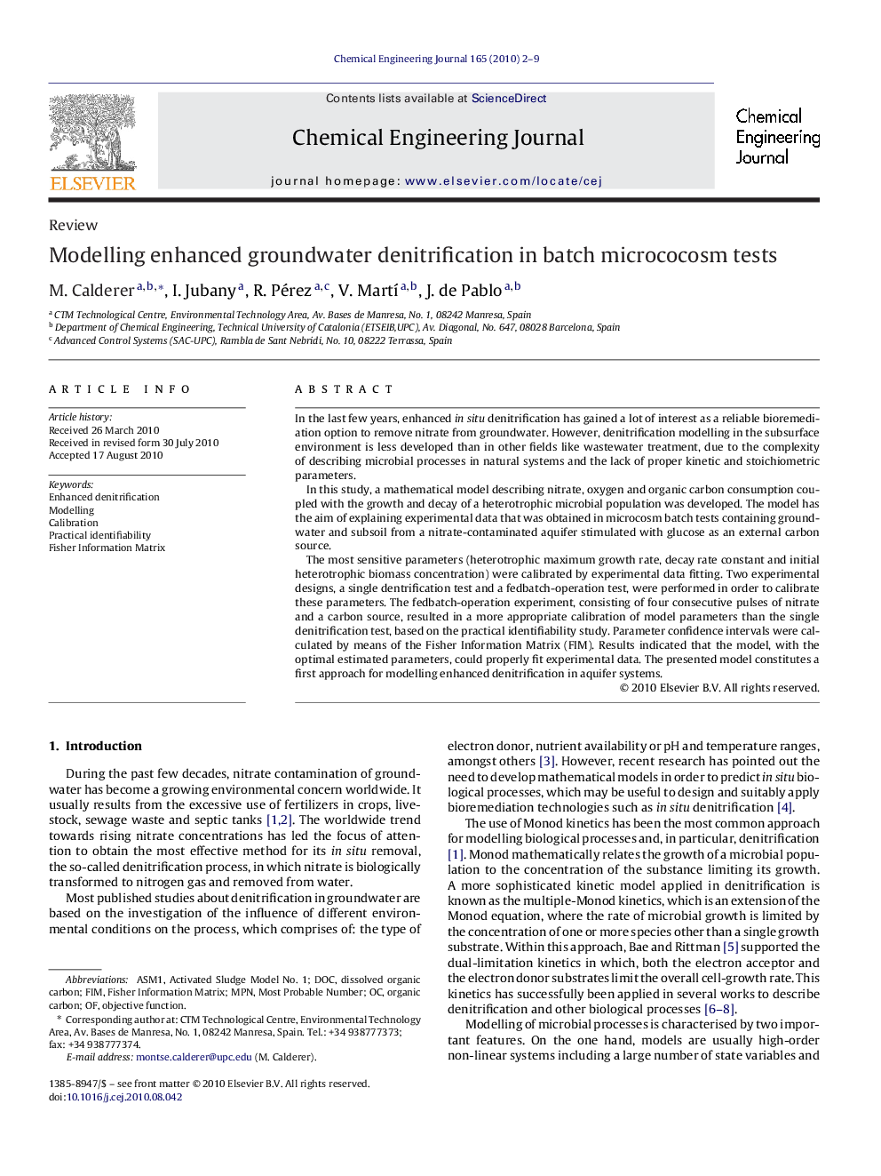 Modelling enhanced groundwater denitrification in batch micrococosm tests