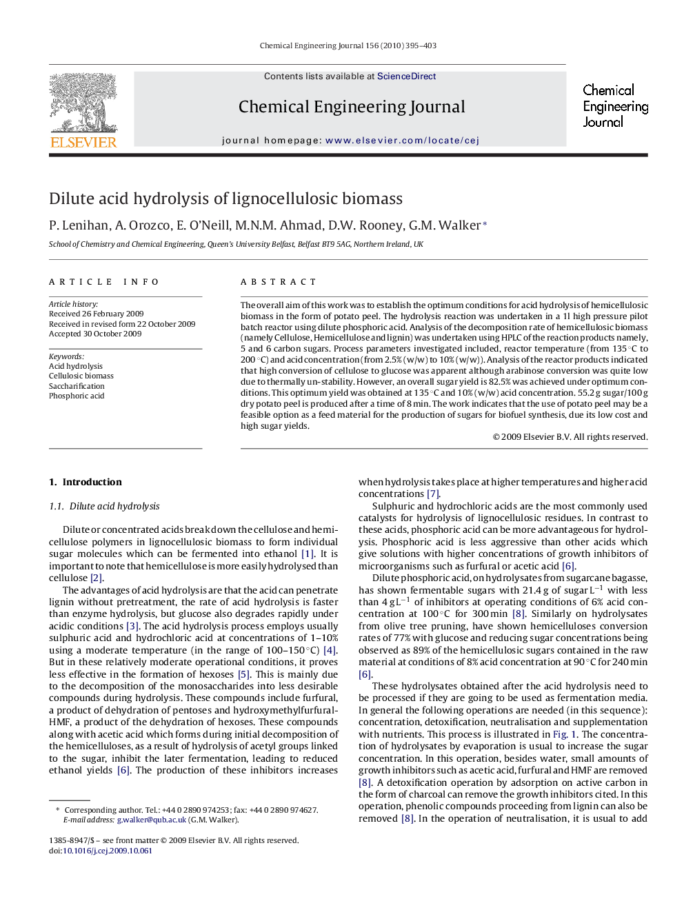 Dilute acid hydrolysis of lignocellulosic biomass