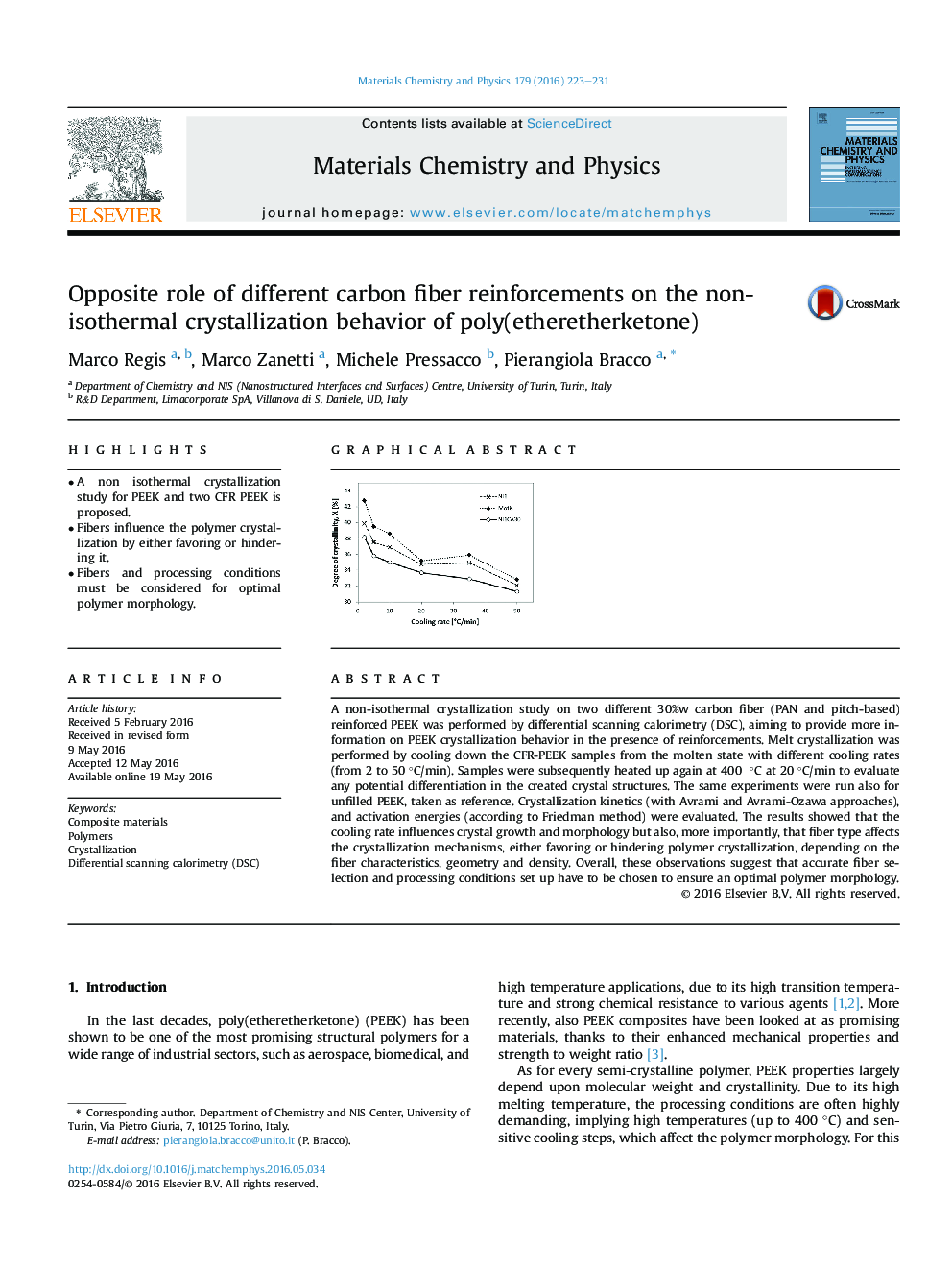 Opposite role of different carbon fiber reinforcements on the non-isothermal crystallization behavior of poly(etheretherketone)