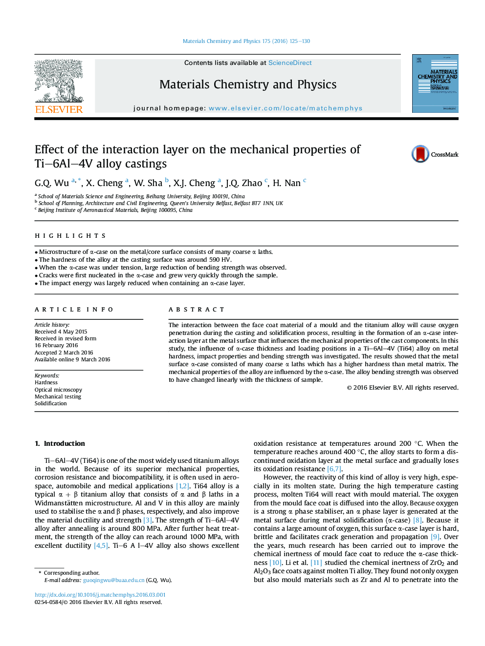 Effect of the interaction layer on the mechanical properties of Ti–6Al–4V alloy castings