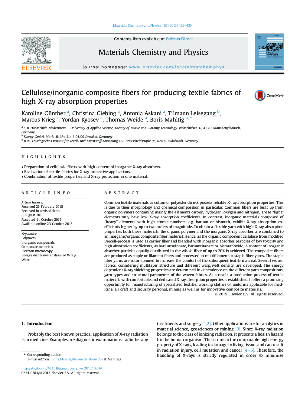 Cellulose/inorganic-composite fibers for producing textile fabrics of high X-ray absorption properties