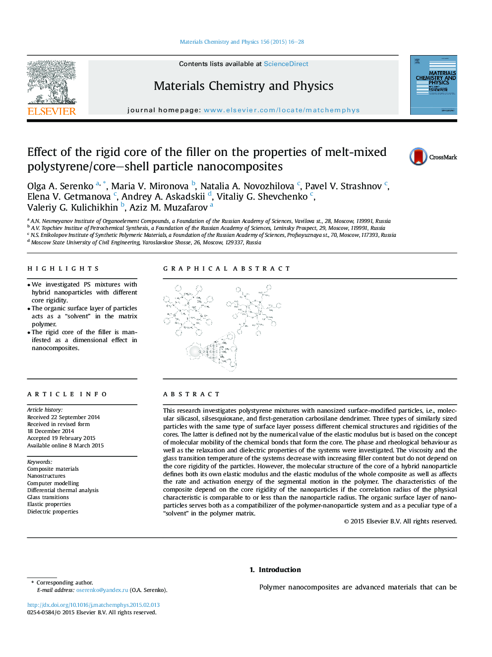 Effect of the rigid core of the filler on the properties of melt-mixed polystyrene/core-shell particle nanocomposites