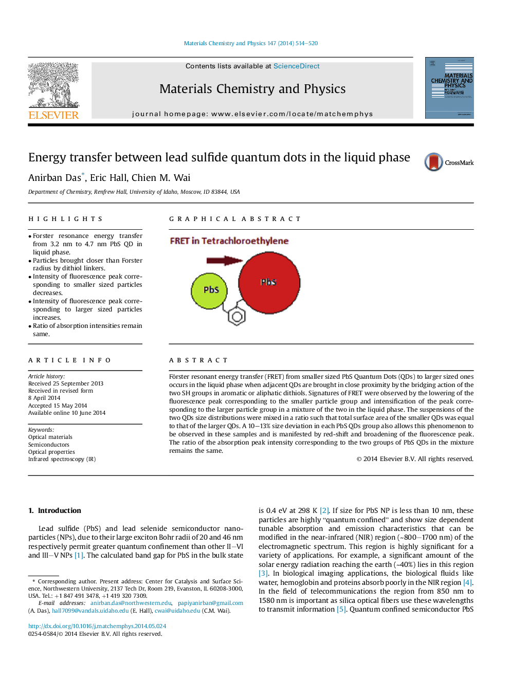 Energy transfer between lead sulfide quantum dots in the liquid phase