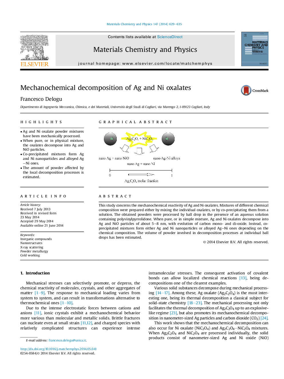 Mechanochemical decomposition of Ag and Ni oxalates