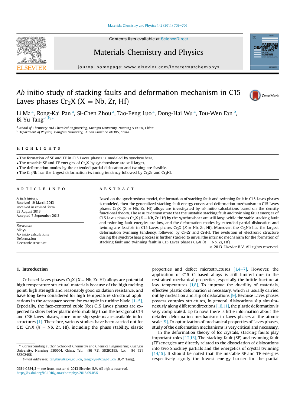 Ab initio study of stacking faults and deformation mechanism in C15 Laves phases Cr2X (XÂ =Â Nb, Zr, Hf)