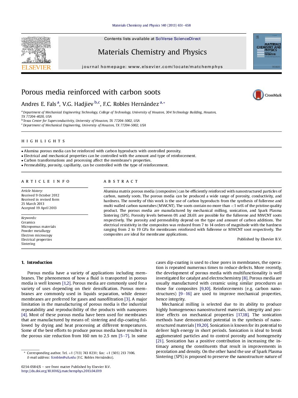 Porous media reinforced with carbon soots