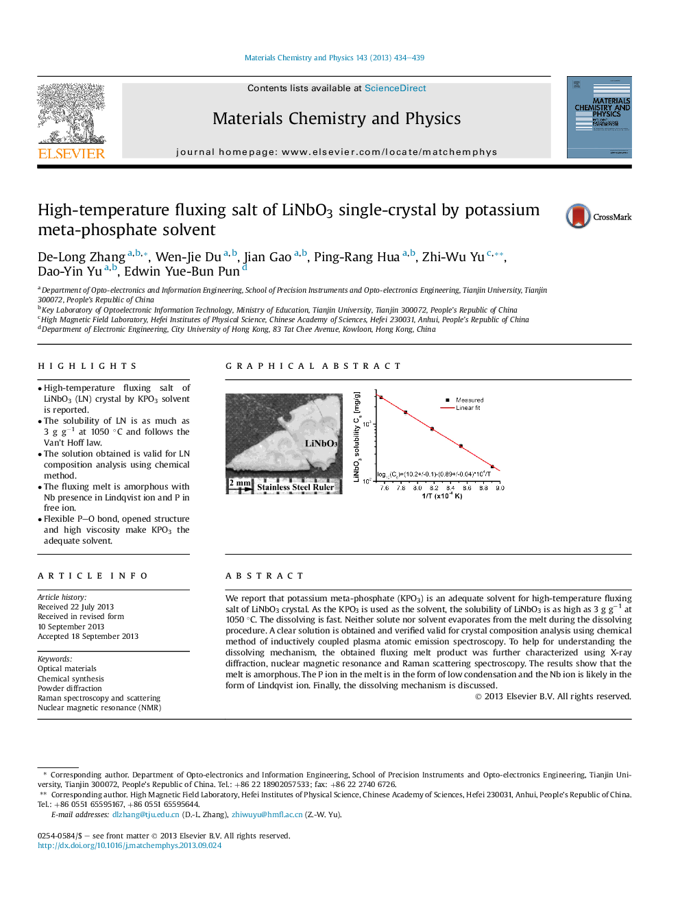 High-temperature fluxing salt of LiNbO3 single-crystal by potassium meta-phosphate solvent