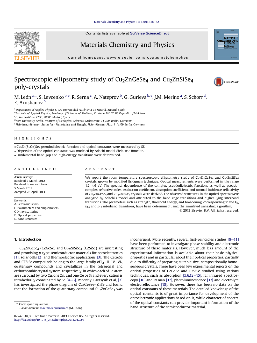 Spectroscopic ellipsometry study of Cu2ZnGeSe4 and Cu2ZnSiSe4 poly-crystals