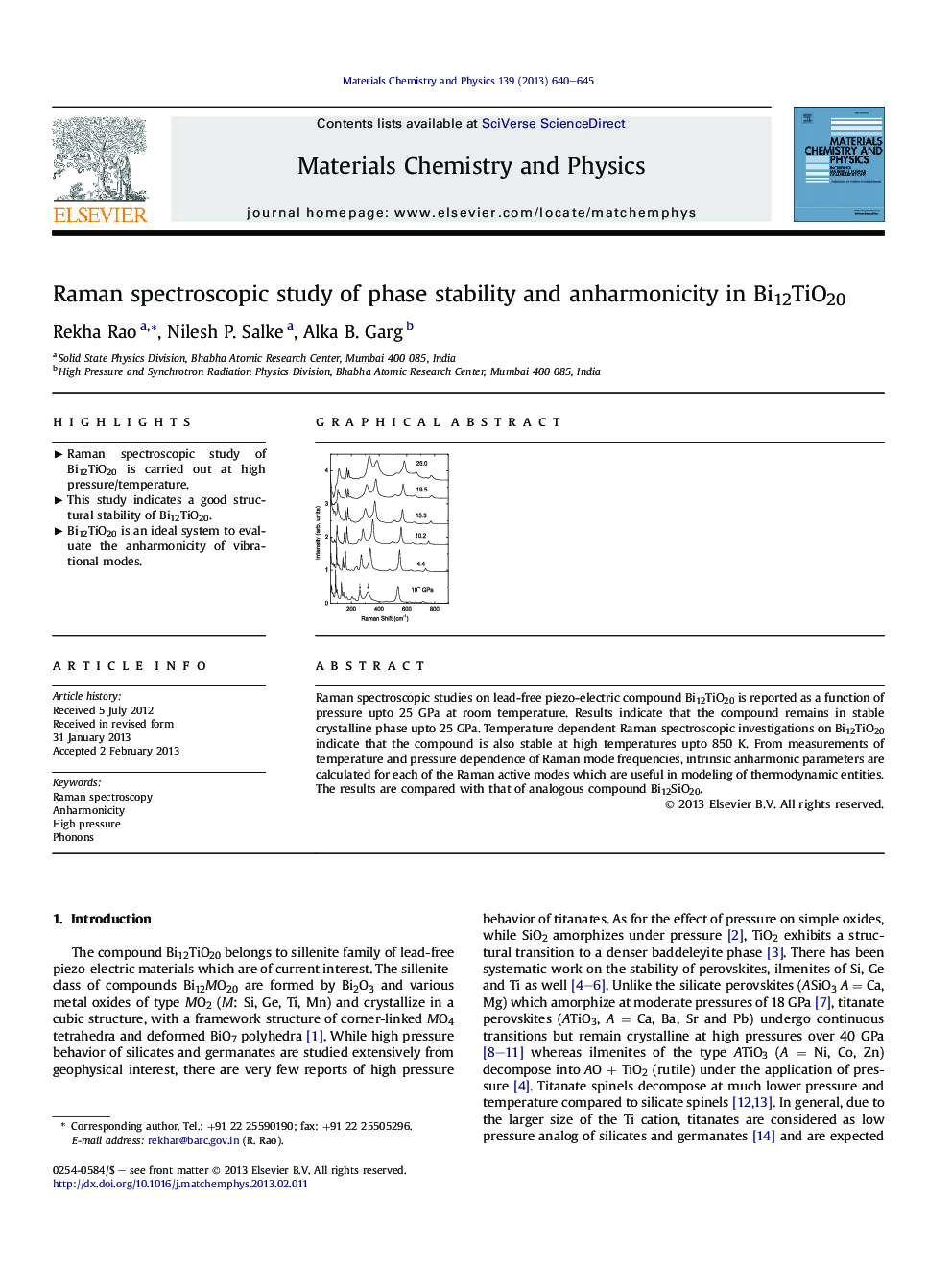 Raman spectroscopic study of phase stability and anharmonicity in Bi12TiO20