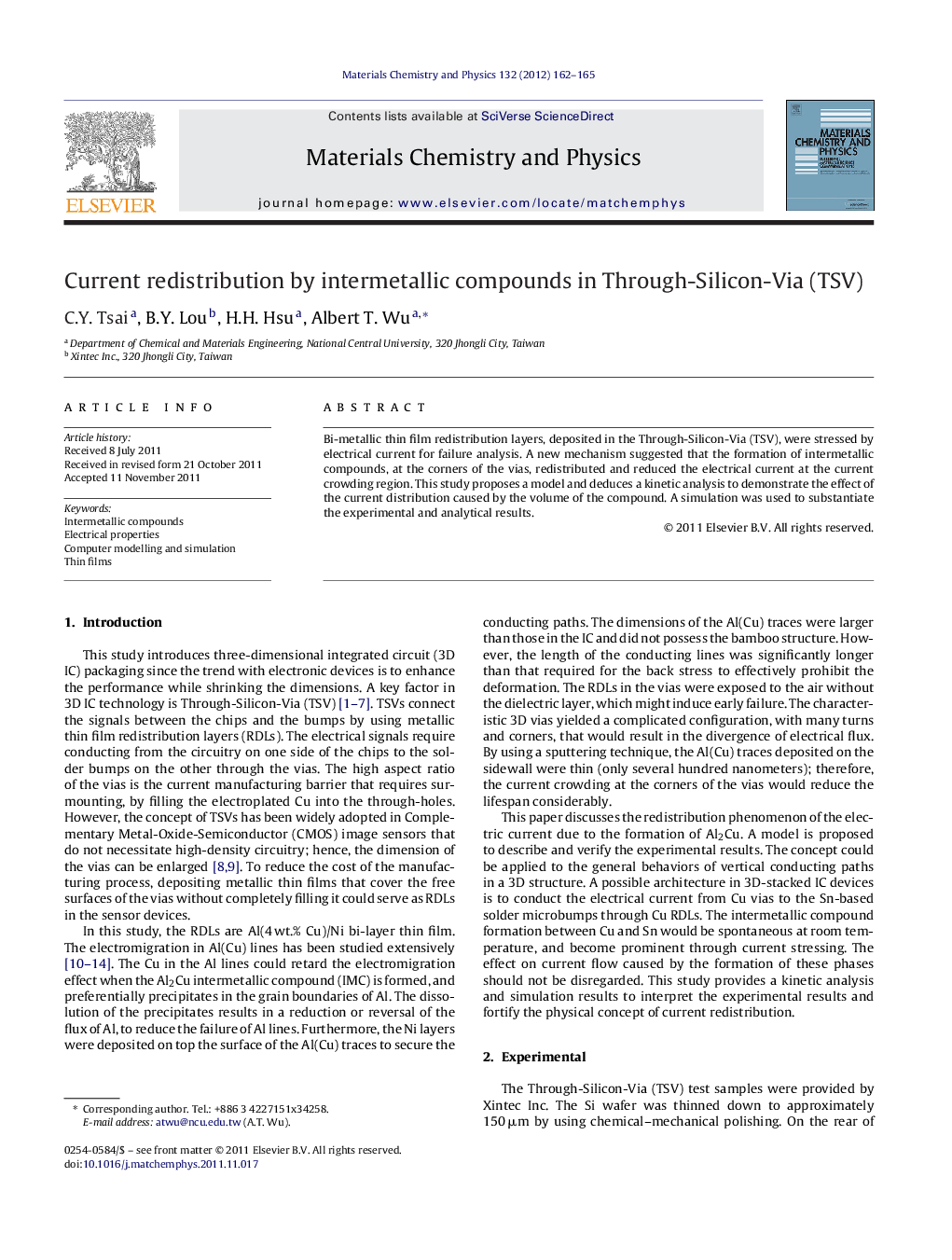 Current redistribution by intermetallic compounds in Through-Silicon-Via (TSV)