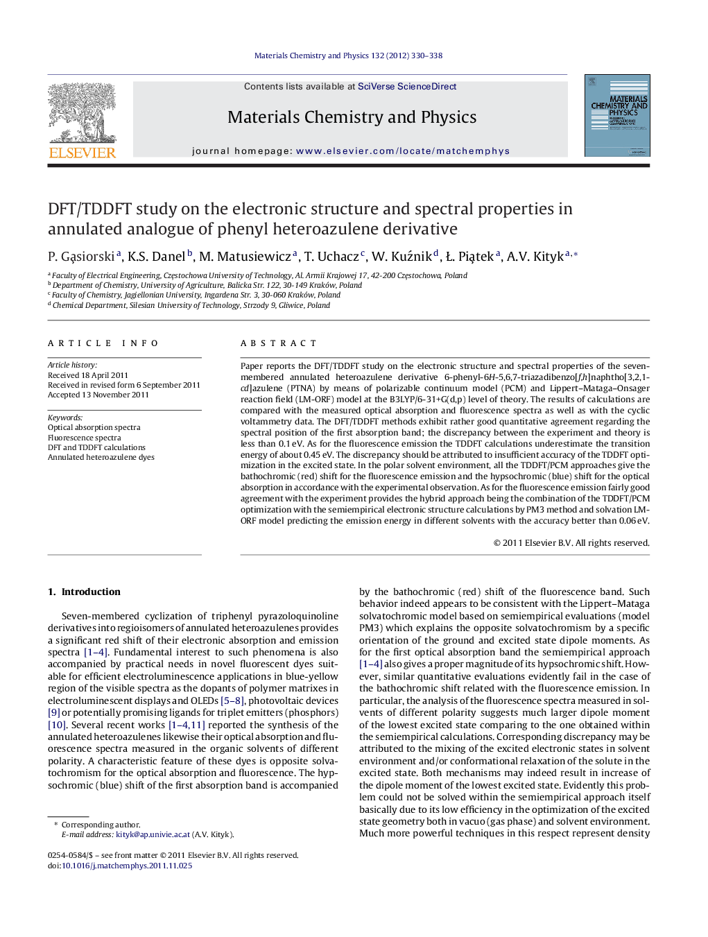 DFT/TDDFT study on the electronic structure and spectral properties in annulated analogue of phenyl heteroazulene derivative