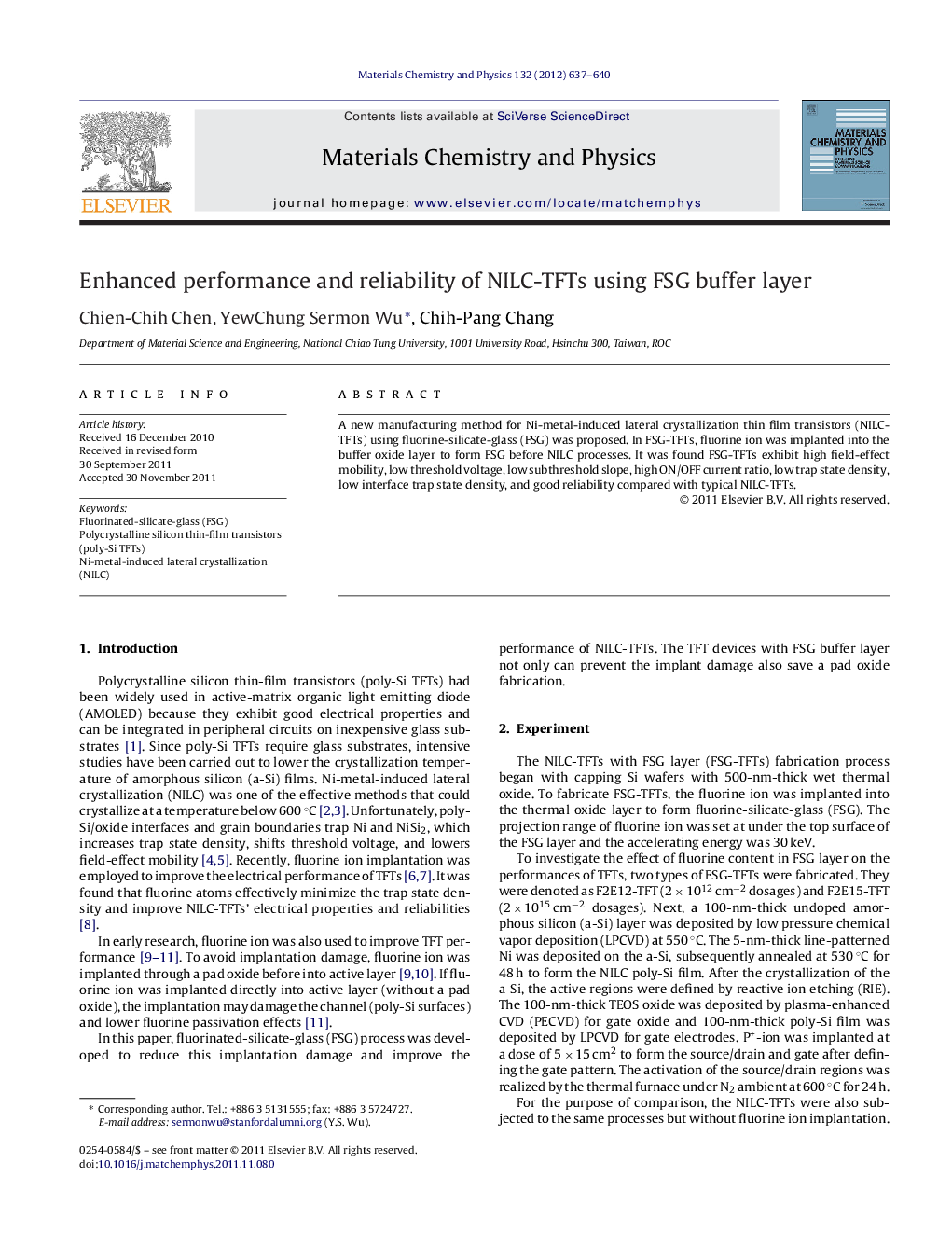 Enhanced performance and reliability of NILC-TFTs using FSG buffer layer