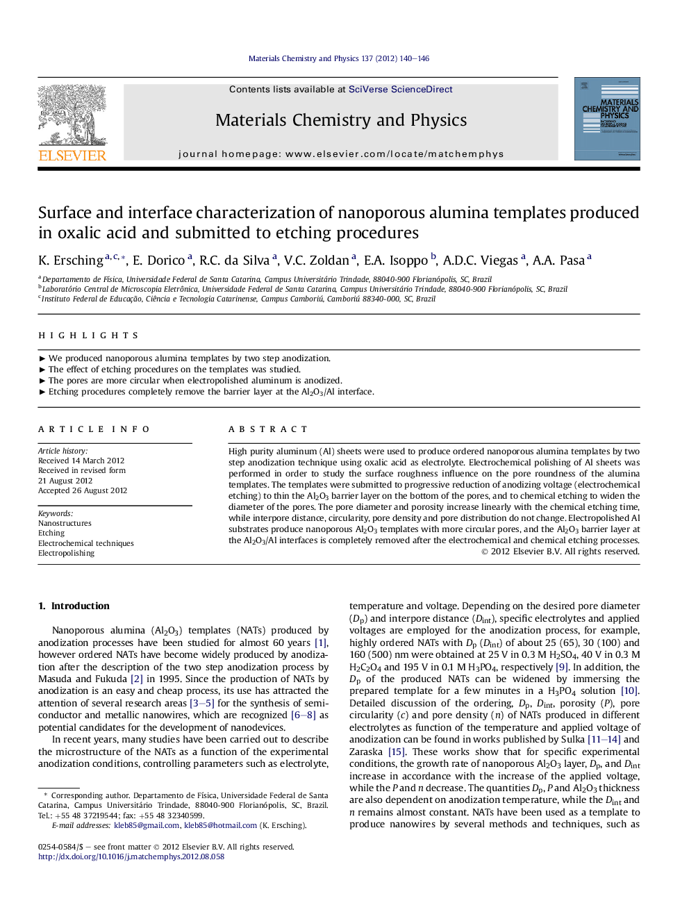 Surface and interface characterization of nanoporous alumina templates produced in oxalic acid and submitted to etching procedures