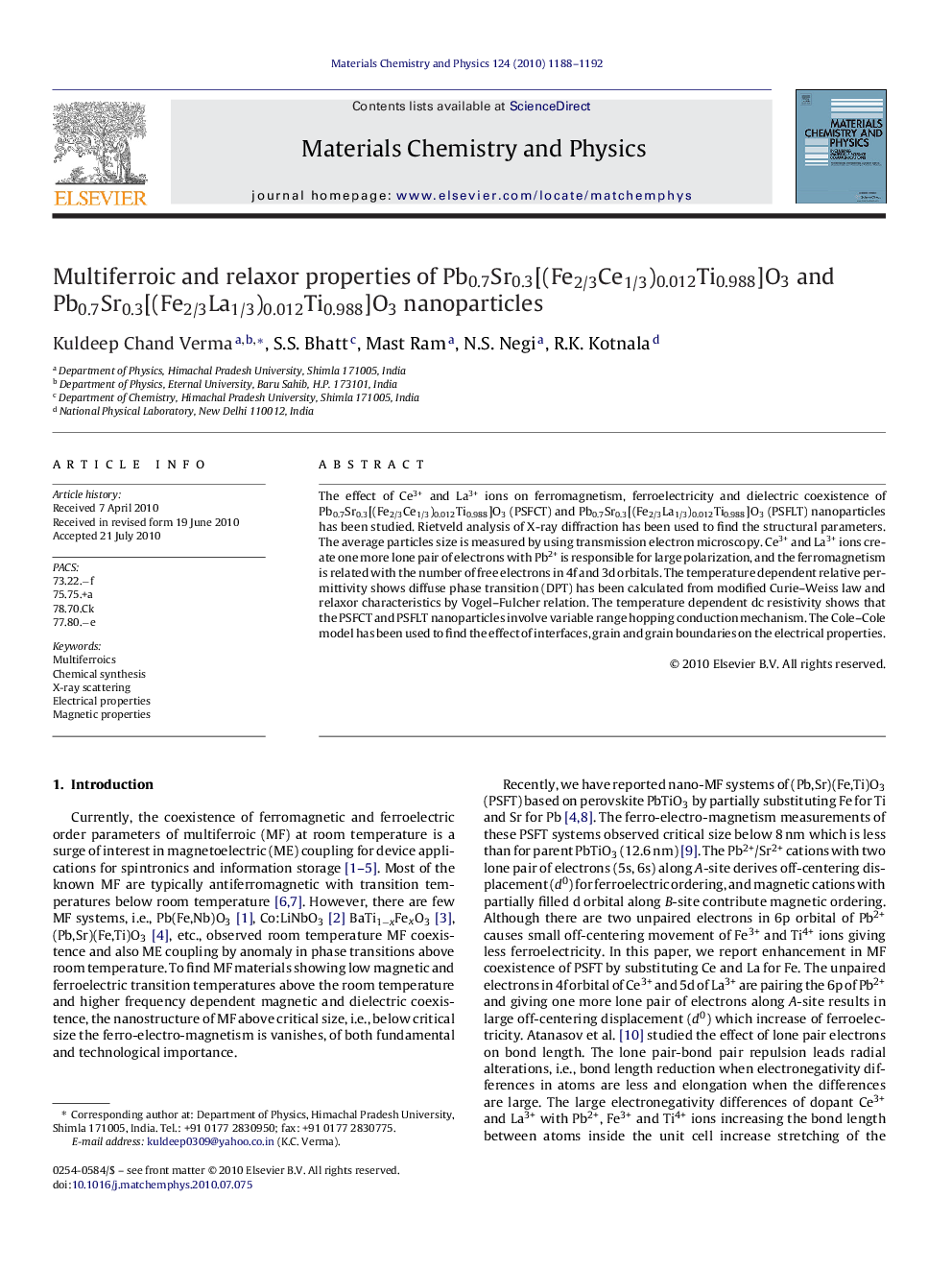 Multiferroic and relaxor properties of Pb0.7Sr0.3[(Fe2/3Ce1/3)0.012Ti0.988]O3 and Pb0.7Sr0.3[(Fe2/3La1/3)0.012Ti0.988]O3 nanoparticles