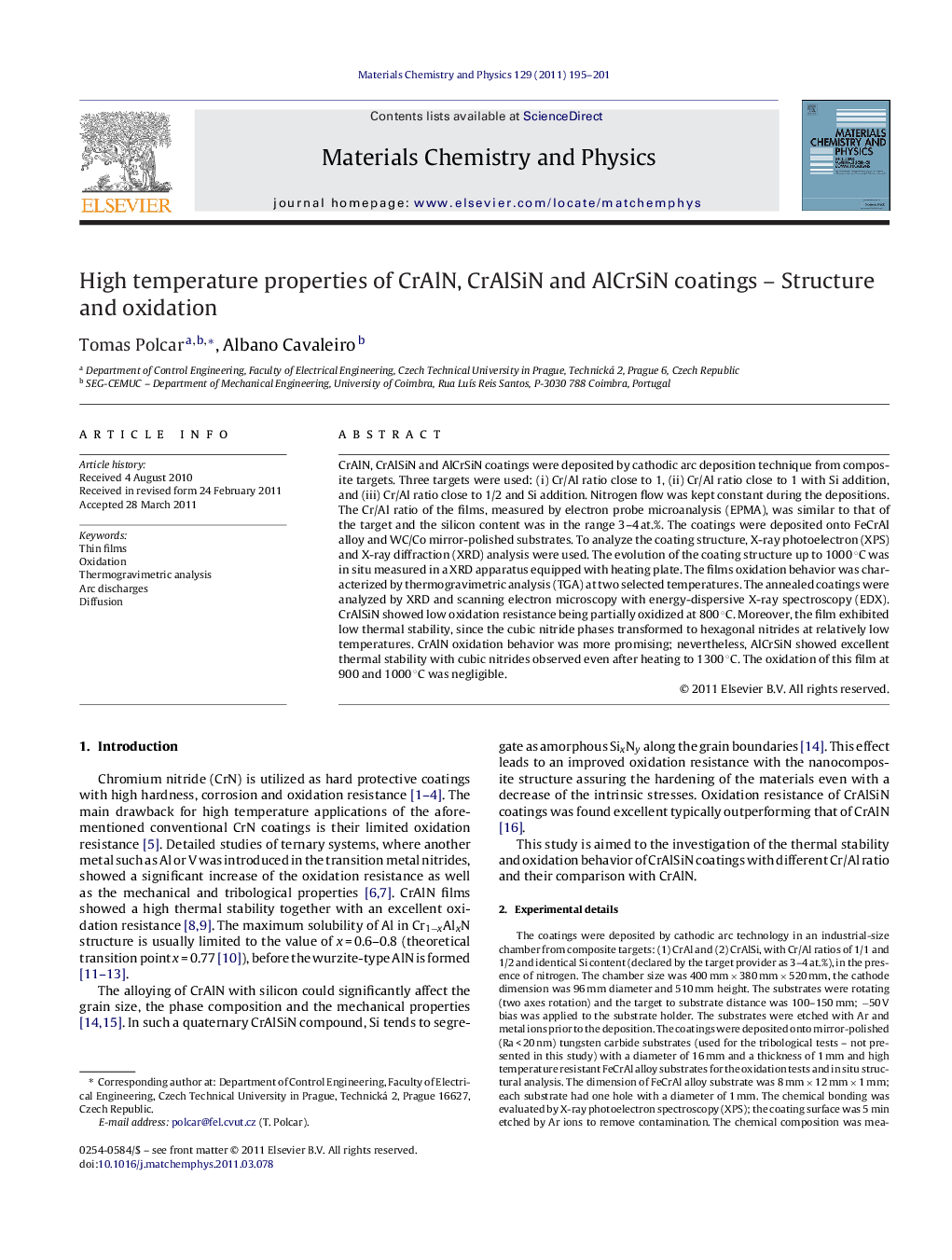 High temperature properties of CrAlN, CrAlSiN and AlCrSiN coatings - Structure and oxidation