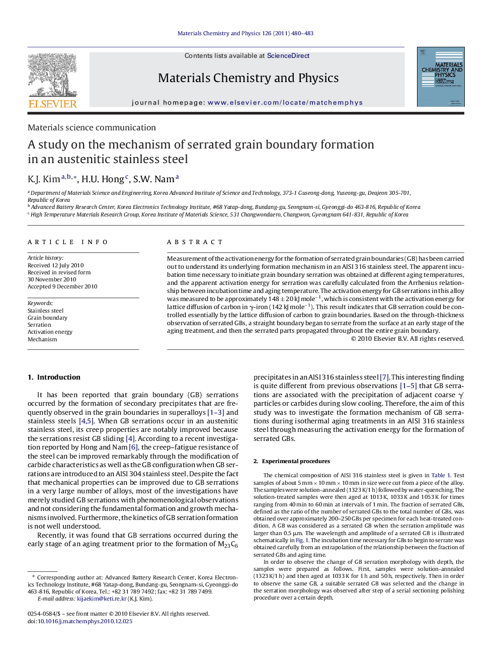 A study on the mechanism of serrated grain boundary formation in an austenitic stainless steel