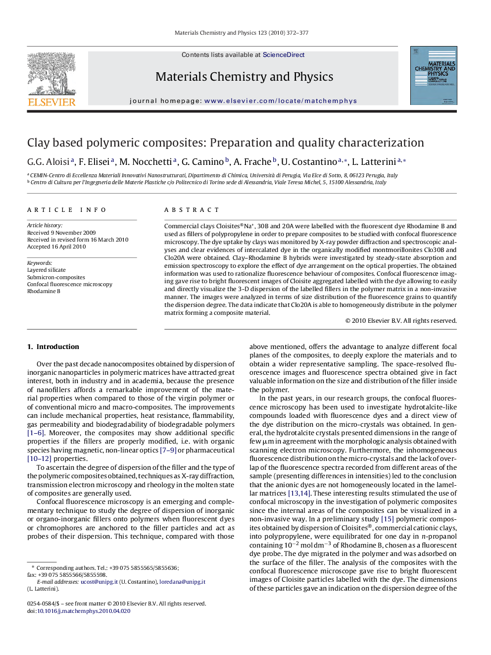 Clay based polymeric composites: Preparation and quality characterization