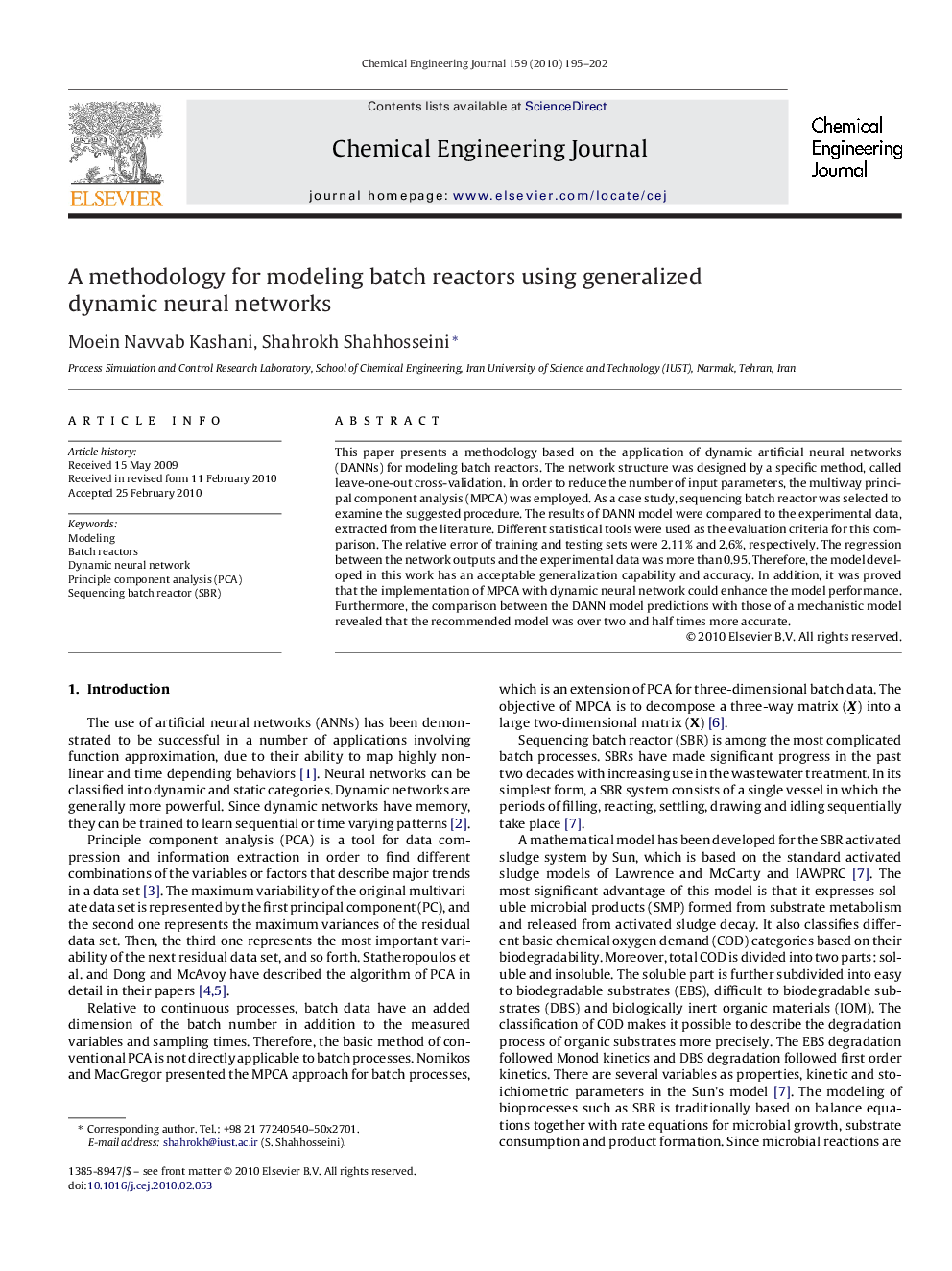 A methodology for modeling batch reactors using generalized dynamic neural networks