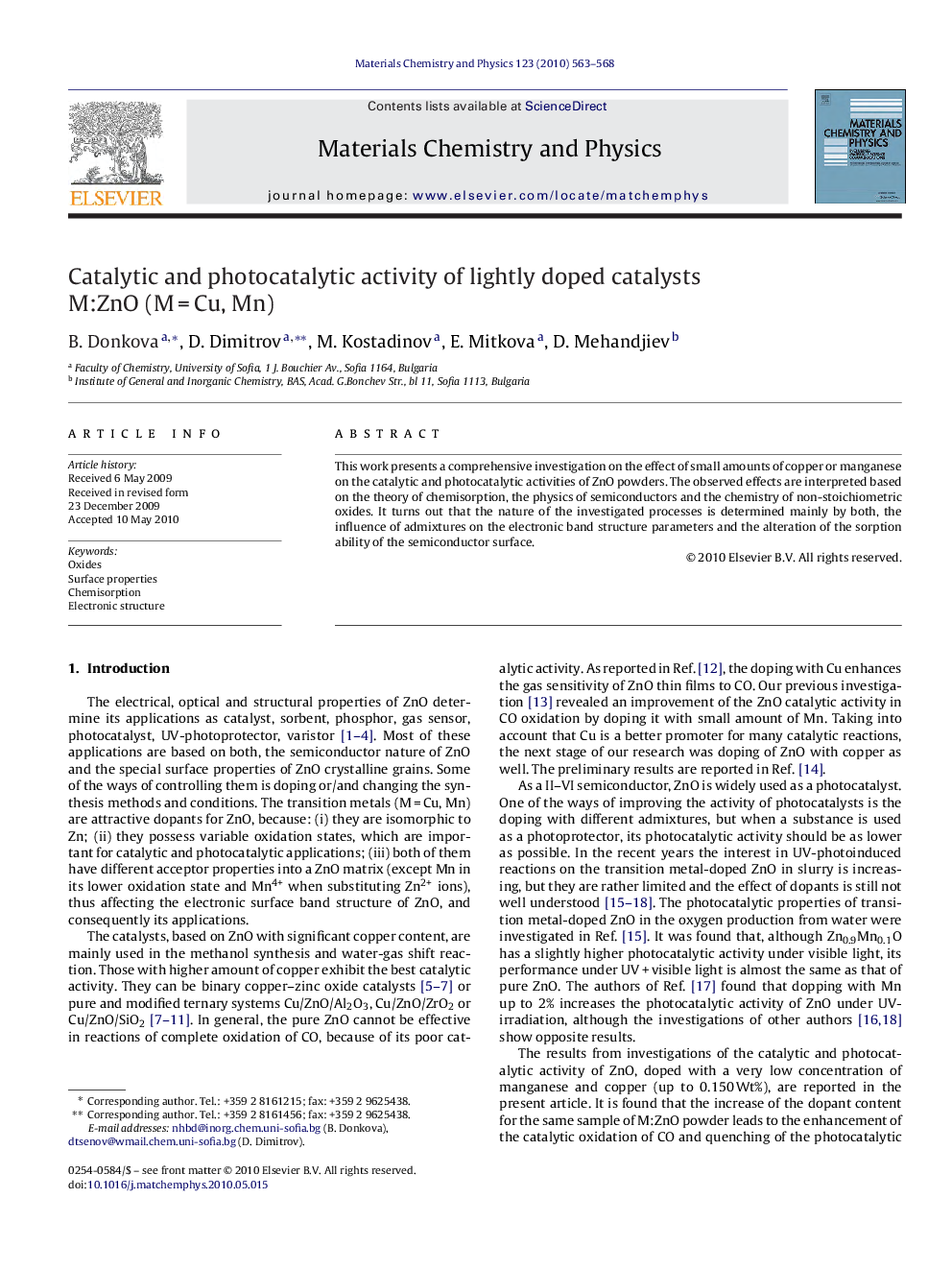 Catalytic and photocatalytic activity of lightly doped catalysts M:ZnO (M = Cu, Mn)