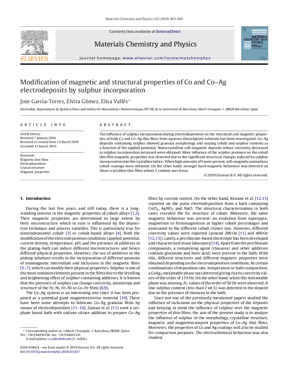 Modification of magnetic and structural properties of Co and Co–Ag electrodeposits by sulphur incorporation