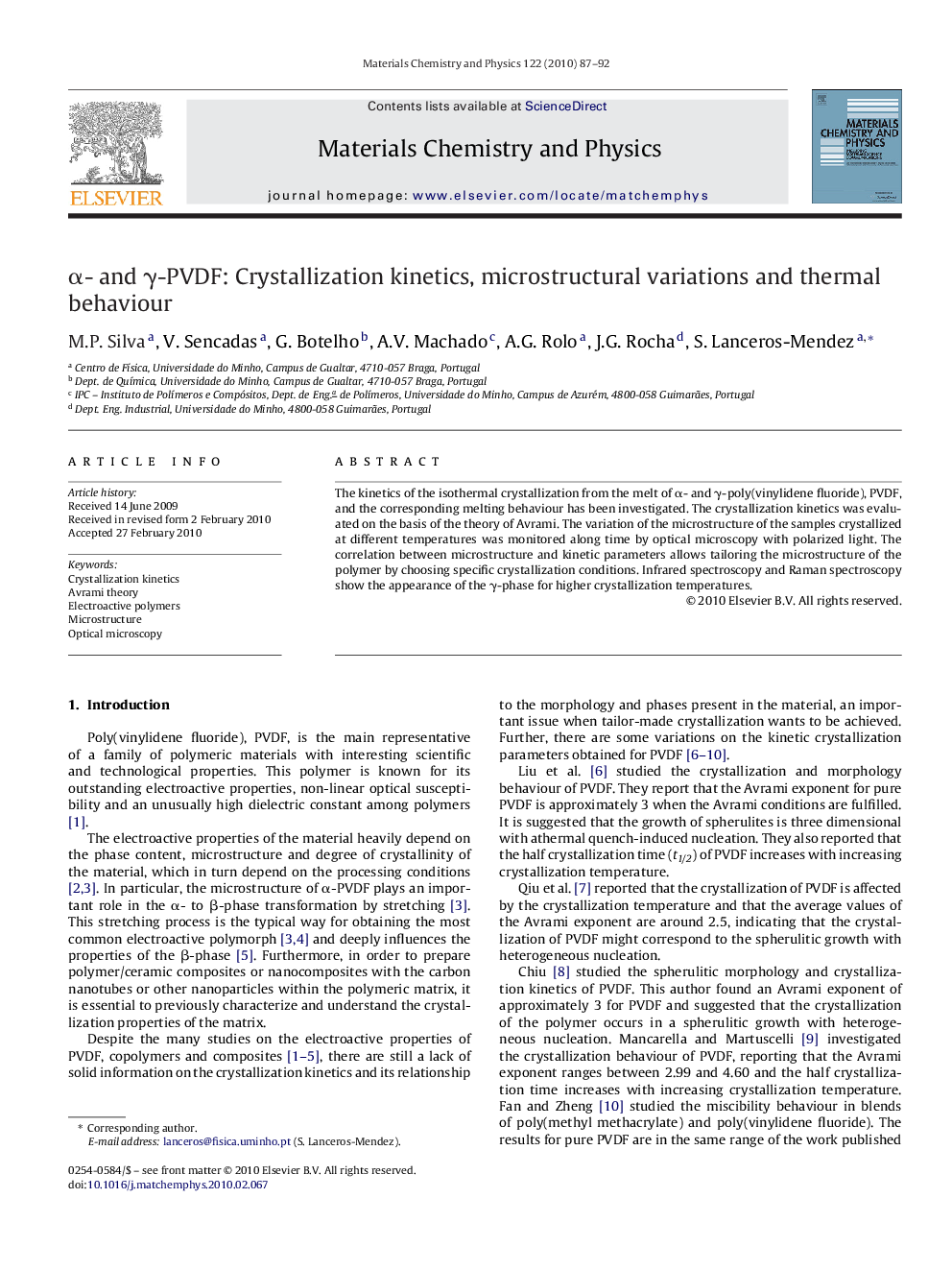 α- and γ-PVDF: Crystallization kinetics, microstructural variations and thermal behaviour