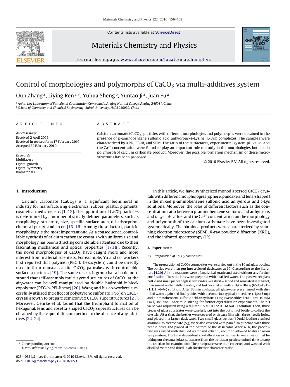 Control of morphologies and polymorphs of CaCO3 via multi-additives system