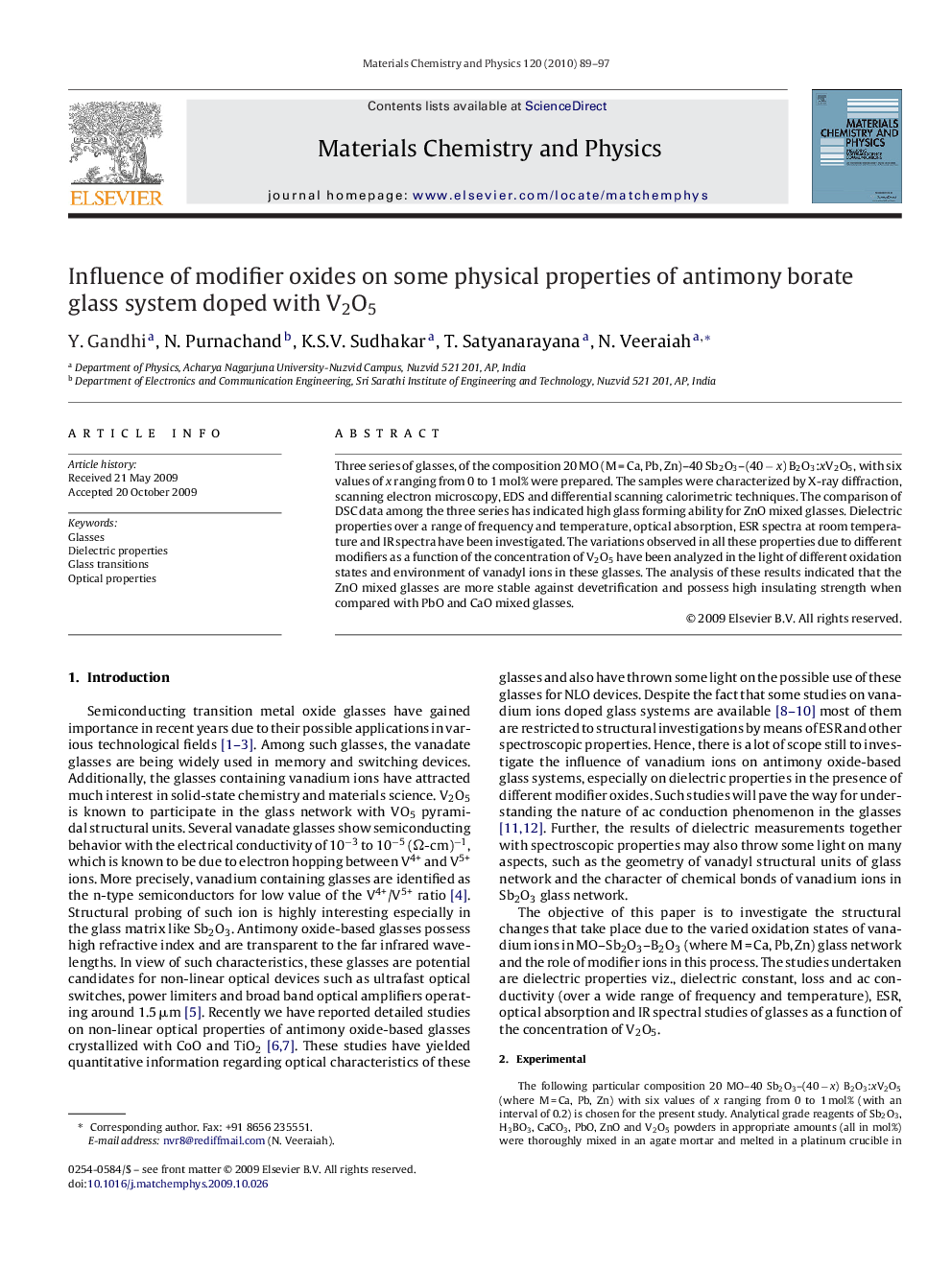 Influence of modifier oxides on some physical properties of antimony borate glass system doped with V2O5