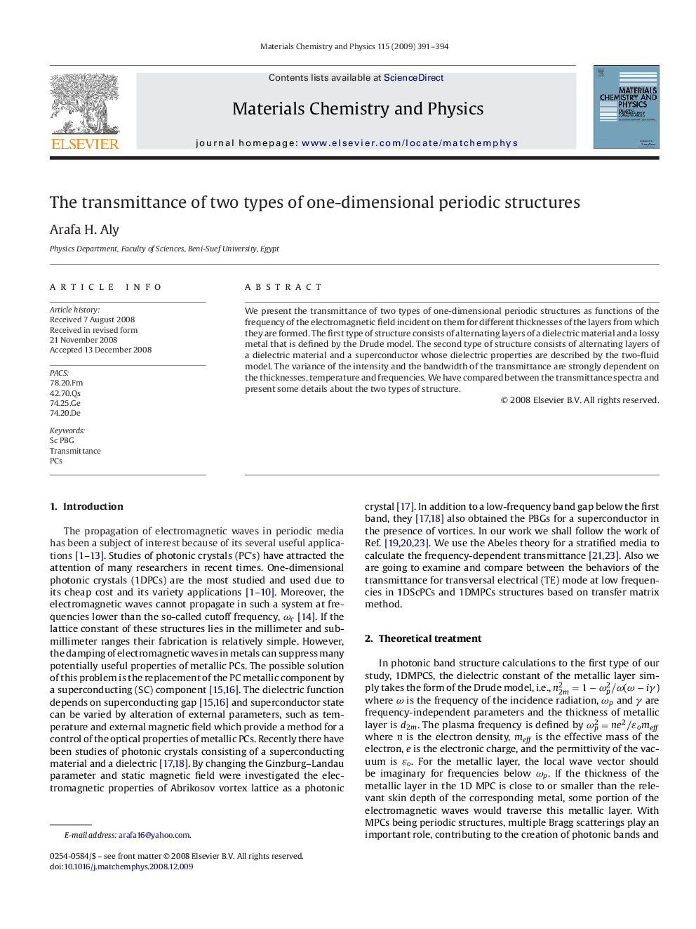 The transmittance of two types of one-dimensional periodic structures