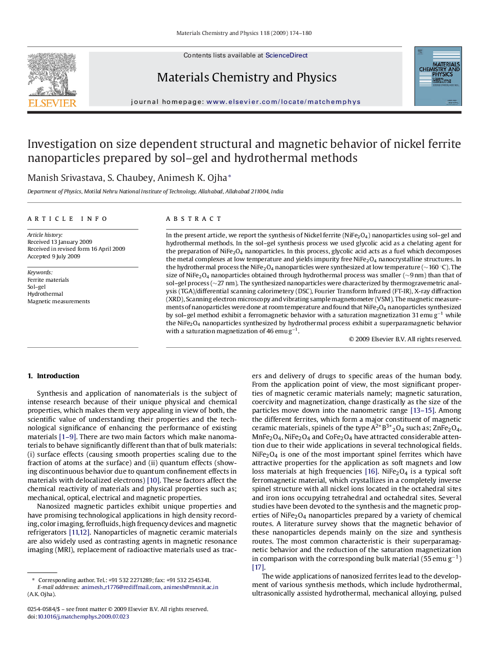 Investigation on size dependent structural and magnetic behavior of nickel ferrite nanoparticles prepared by sol–gel and hydrothermal methods