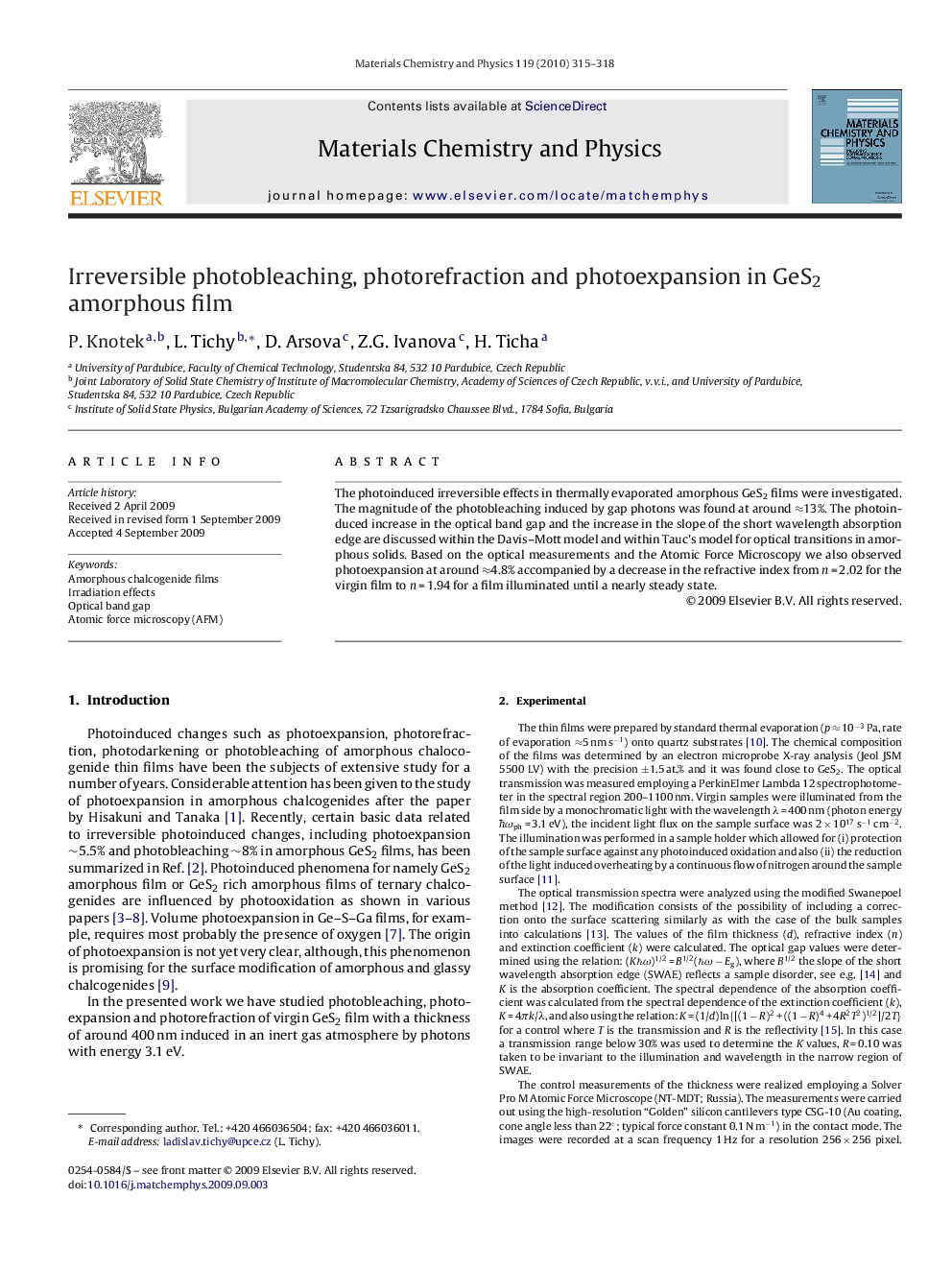 Irreversible photobleaching, photorefraction and photoexpansion in GeS2 amorphous film