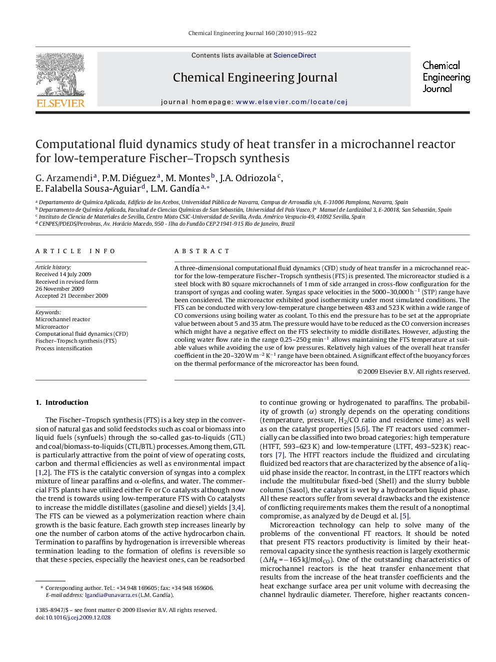 Computational fluid dynamics study of heat transfer in a microchannel reactor for low-temperature Fischer–Tropsch synthesis