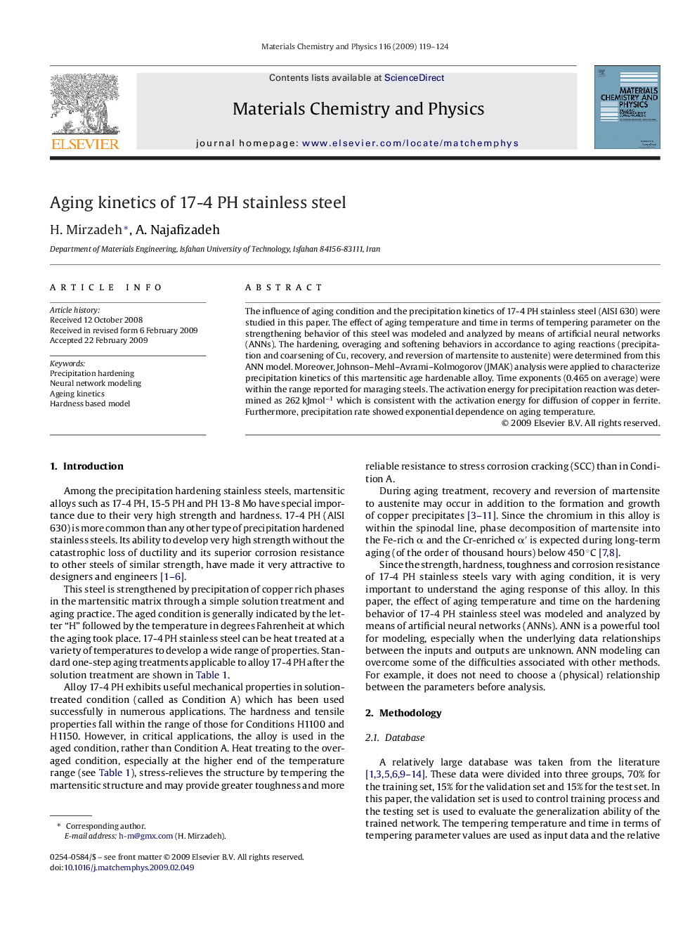 Aging kinetics of 17-4 PH stainless steel