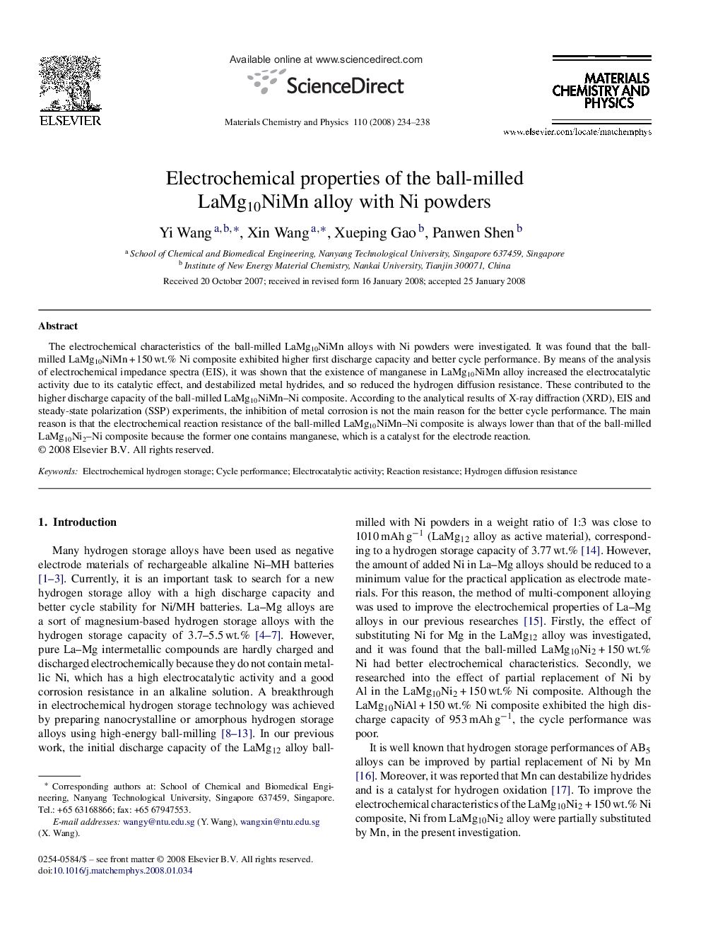 Electrochemical properties of the ball-milled LaMg10NiMn alloy with Ni powders