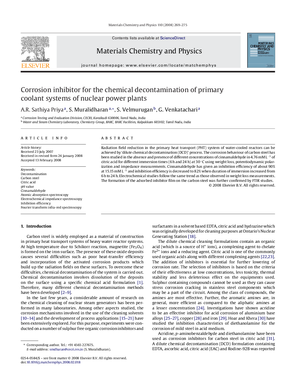 Corrosion inhibitor for the chemical decontamination of primary coolant systems of nuclear power plants